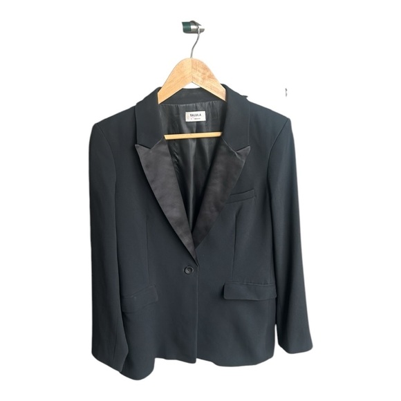 Talula Blazer Tuxedo Style Satin Lapel Black BlazerWomen Size S - Picture 3 of 17